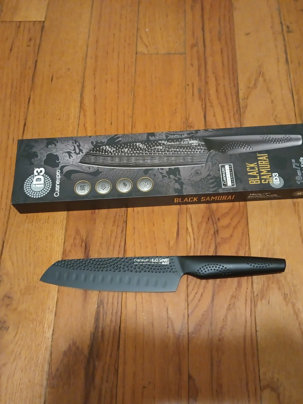 Black Santoku Knife - Black